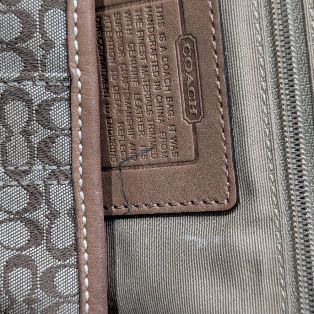 COACH Authentic Signature Flap Satchel Brown Monogram And Leather Like New - Picture 12 of 16